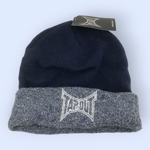 TAPOUT MMA Fighting Logo Beanie - Blue Cuffed Knit Hat NWT NEW Unisex - Picture 1 of 4
